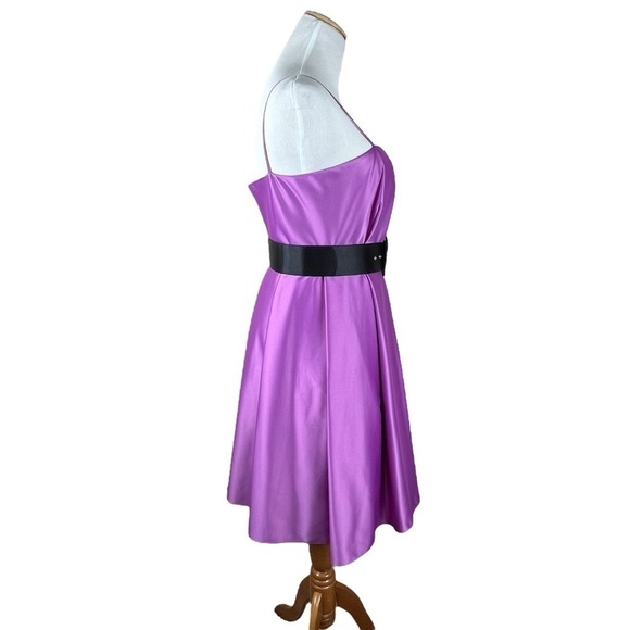 Vintage Y2K Fuchsia Pink Purple Satin Lined Homecoming Special Occasion Dress - Picture 3 of 13
